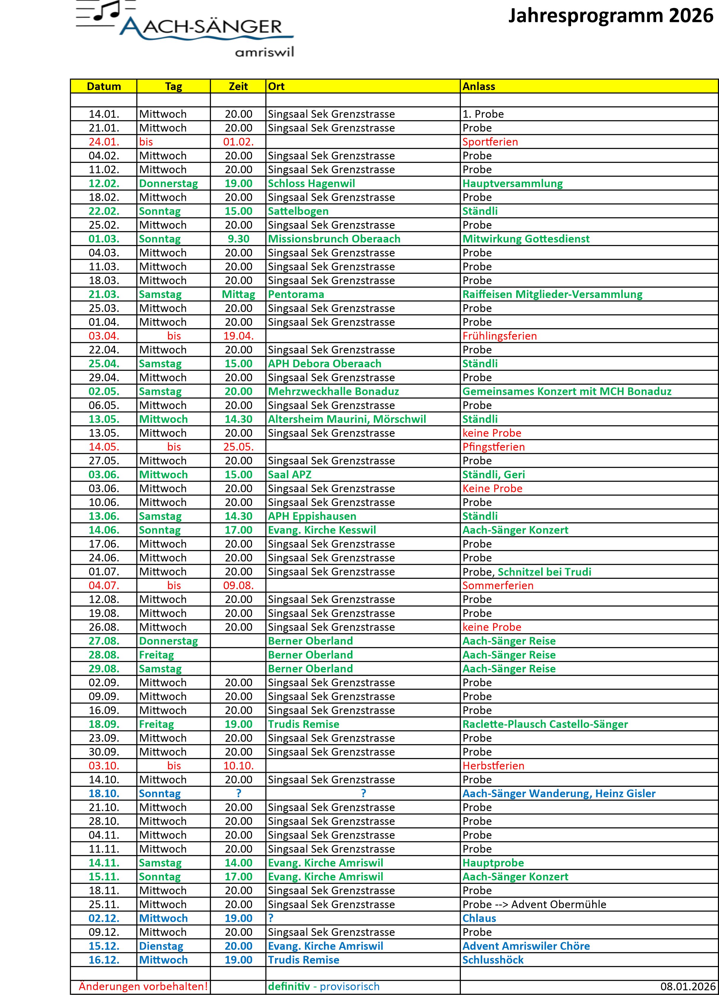 Jahresprogramm Webseite